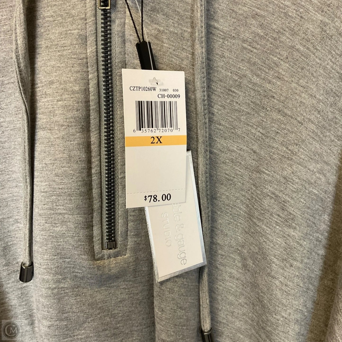 Sweatshirt Hoodie By Cable And Gauge In Grey, Size: 2x