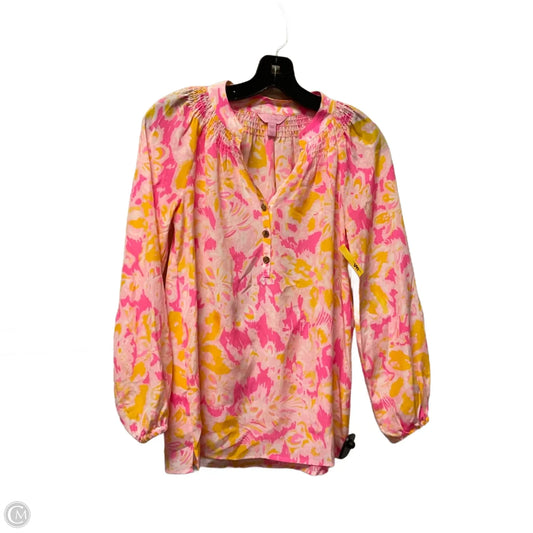 Top Long Sleeve Designer By Lilly Pulitzer In Pink & Yellow, Size: Xxs