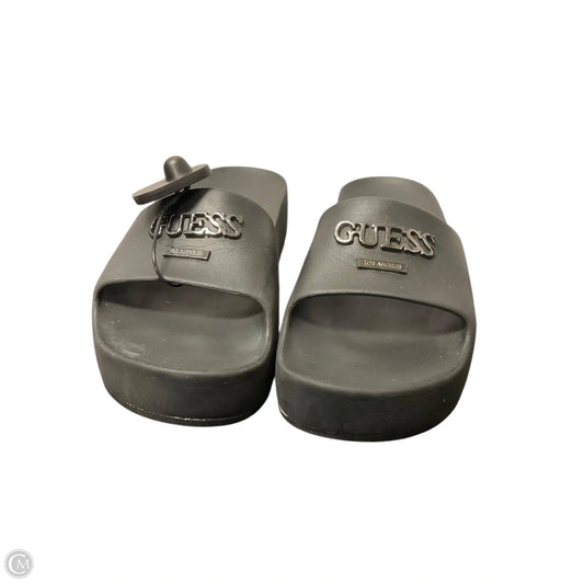 Sandals Heels Platform By Guess In Black, Size: 8