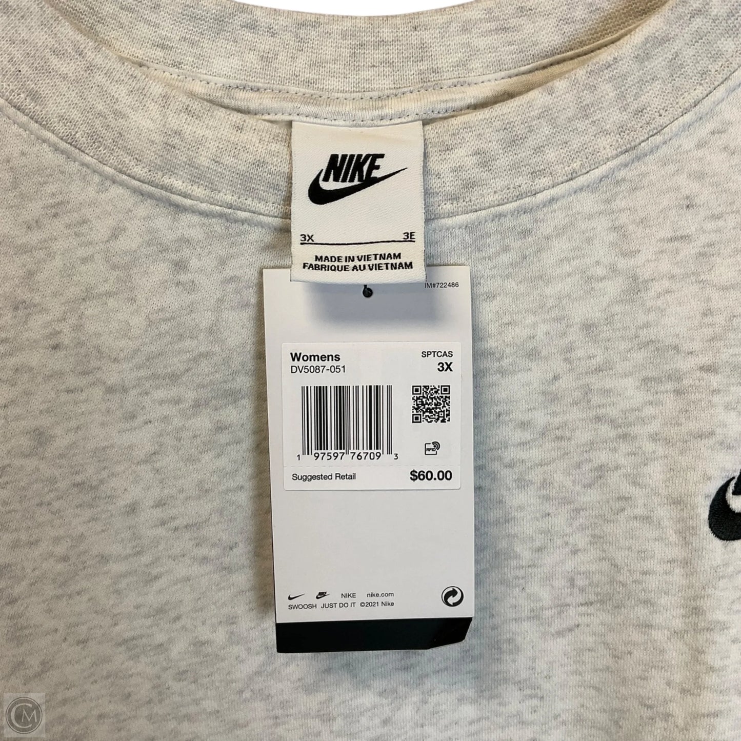 Sweatshirt Crewneck By Nike Apparel In Grey, Size: 3x