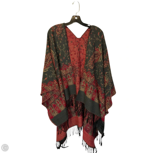 Shawl By Clothes Mentor In Grey & Red, Size: Osfm