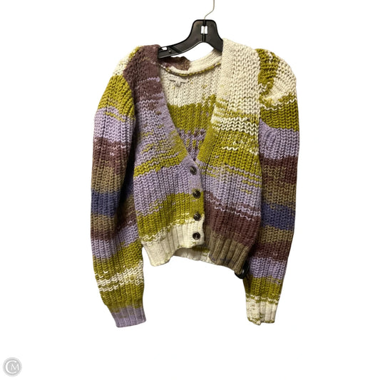Sweater Cardigan By Moon River In Green & Purple, Size: S