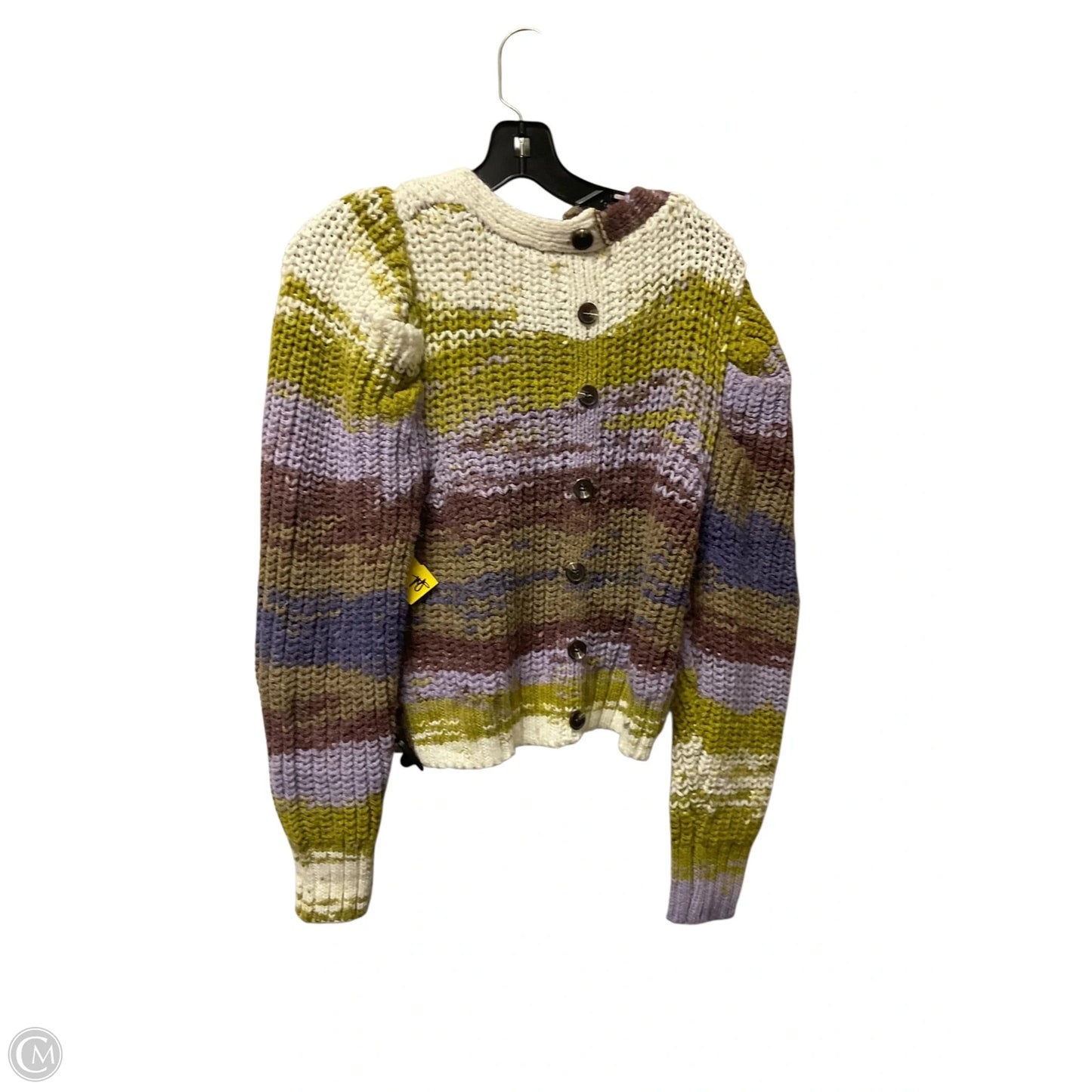 Sweater Cardigan By Moon River In Green & Purple, Size: S