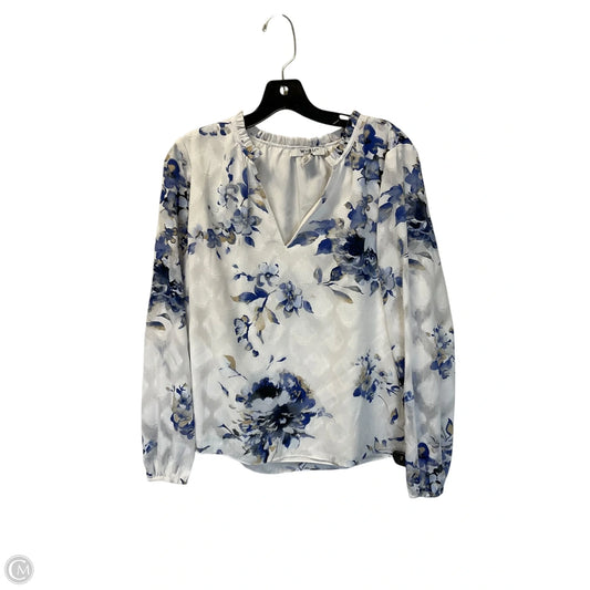 Top Long Sleeve By White House Black Market In Blue & White, Size: M