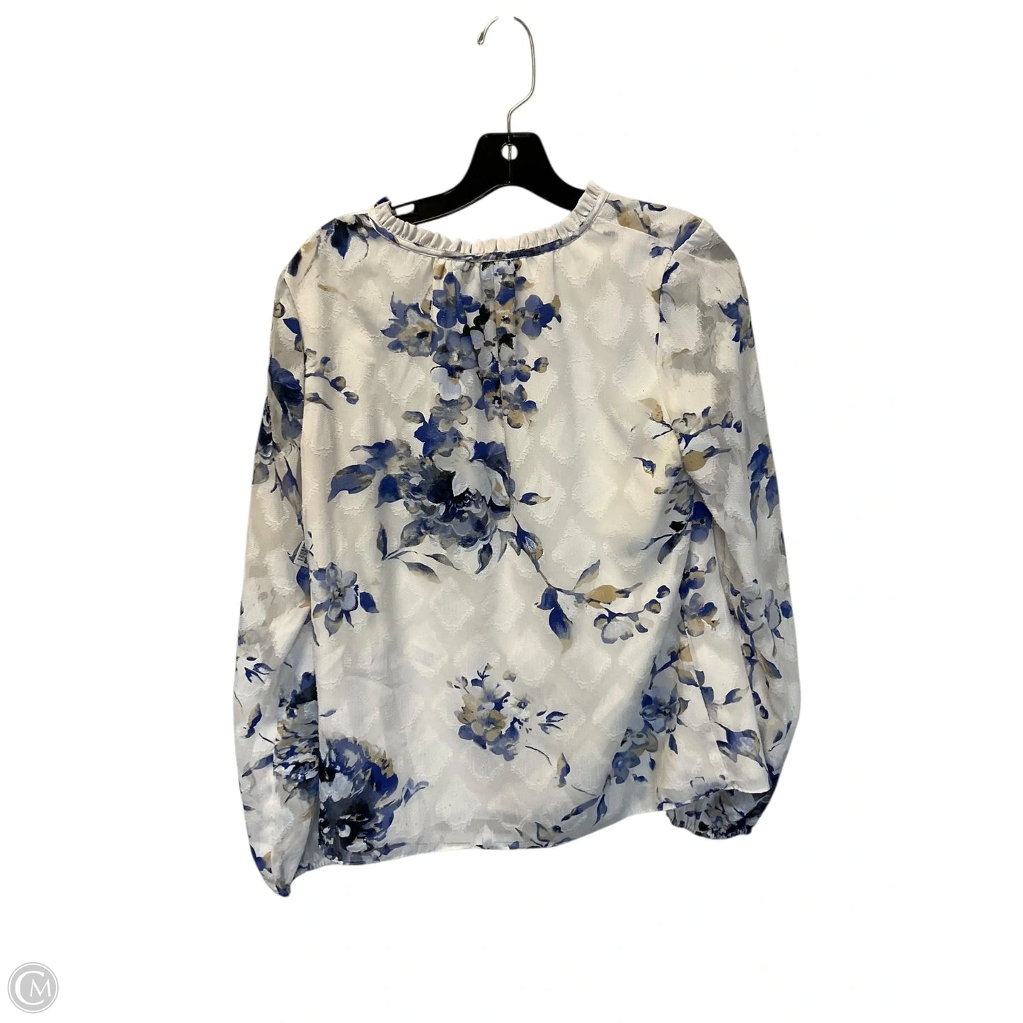 Top Long Sleeve By White House Black Market In Blue & White, Size: M