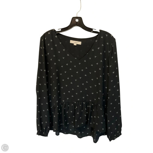 Top Long Sleeve By Loft In Black, Size: M