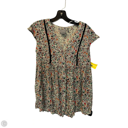 Top Short Sleeve By Anthropologie In Floral Print, Size: Xs
