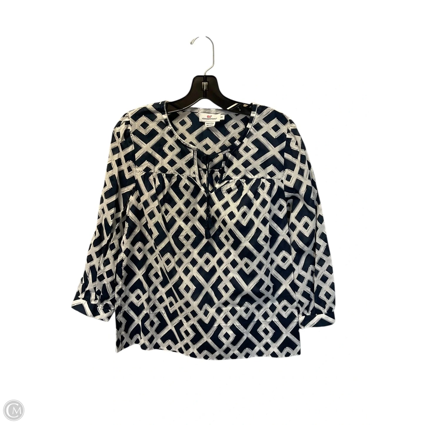 Top Long Sleeve By Vineyard Vines In Blue & White, Size: Xs