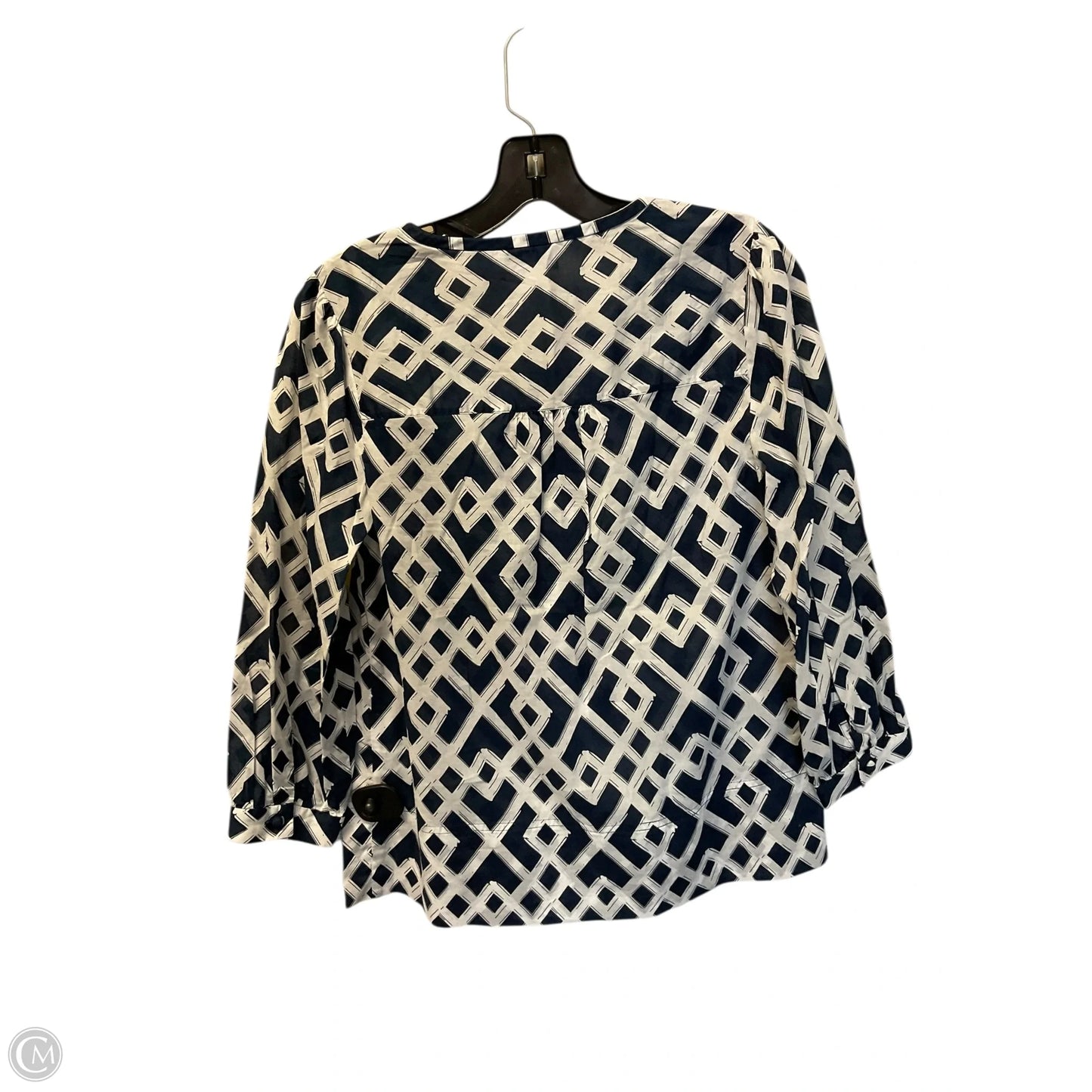 Top Long Sleeve By Vineyard Vines In Blue & White, Size: Xs