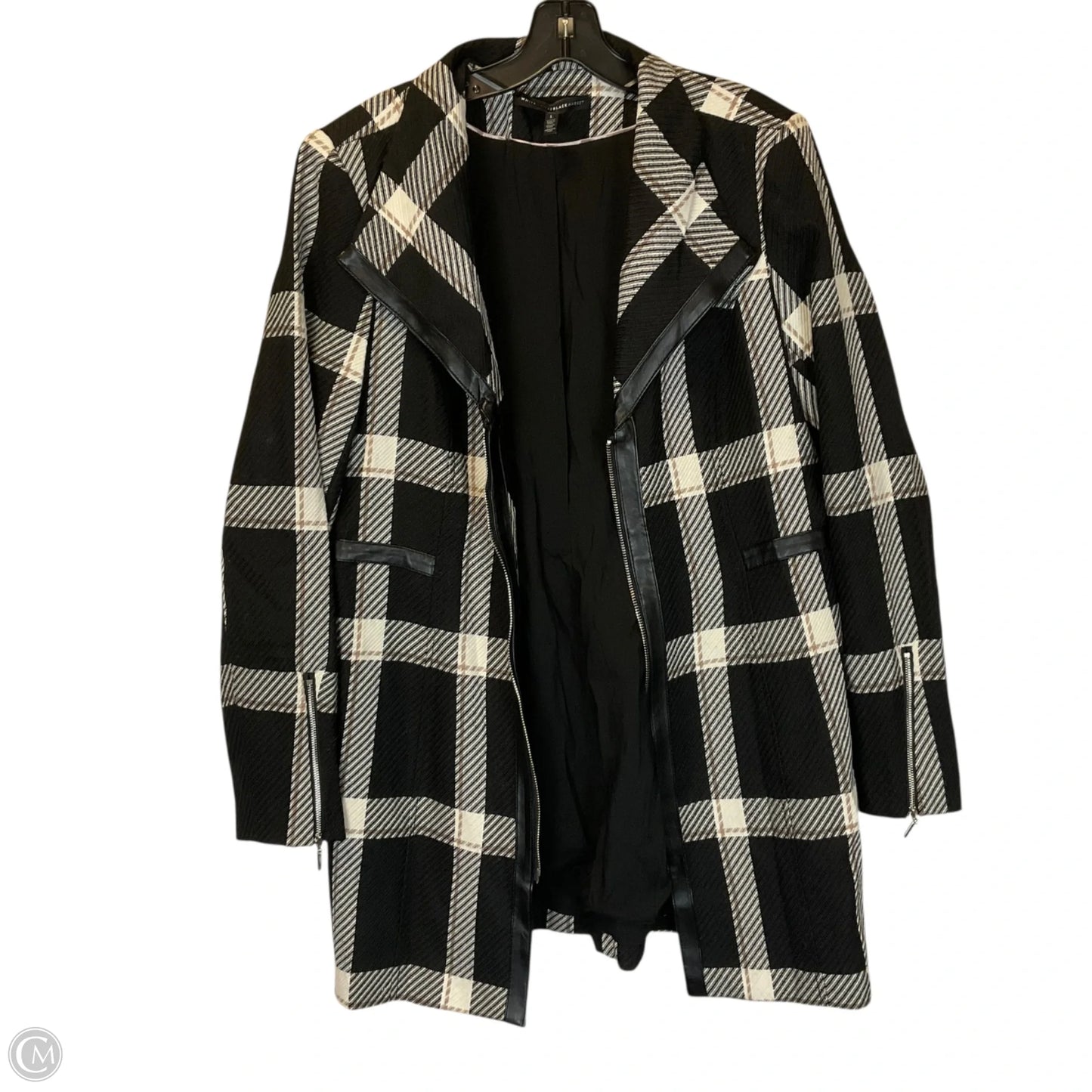 Coat Trench Coat By White House Black Market In Black & Cream, Size: L