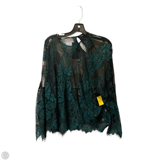 Top Long Sleeve By Zara In Black & Green, Size: L