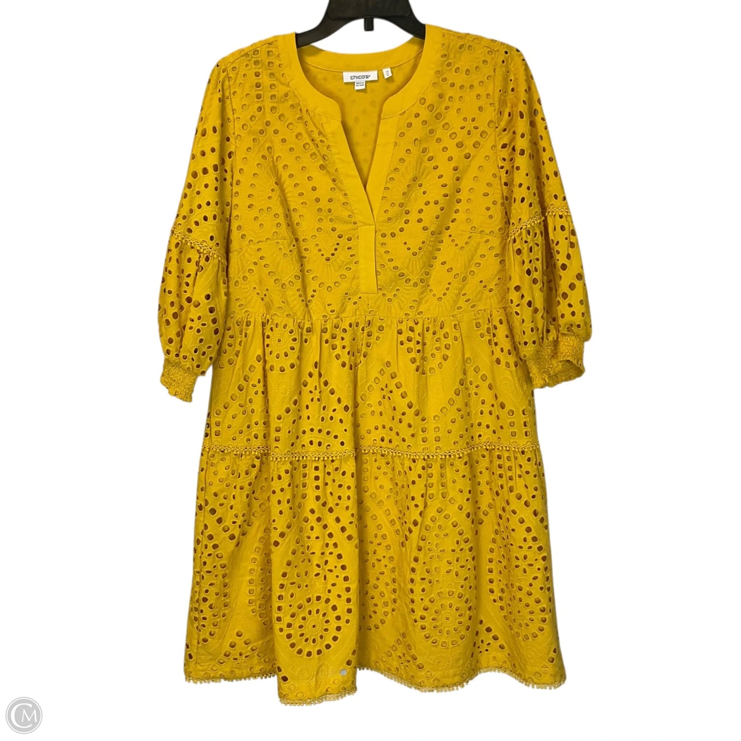 Dress Casual Midi By Chicos In Yellow, Size: 10