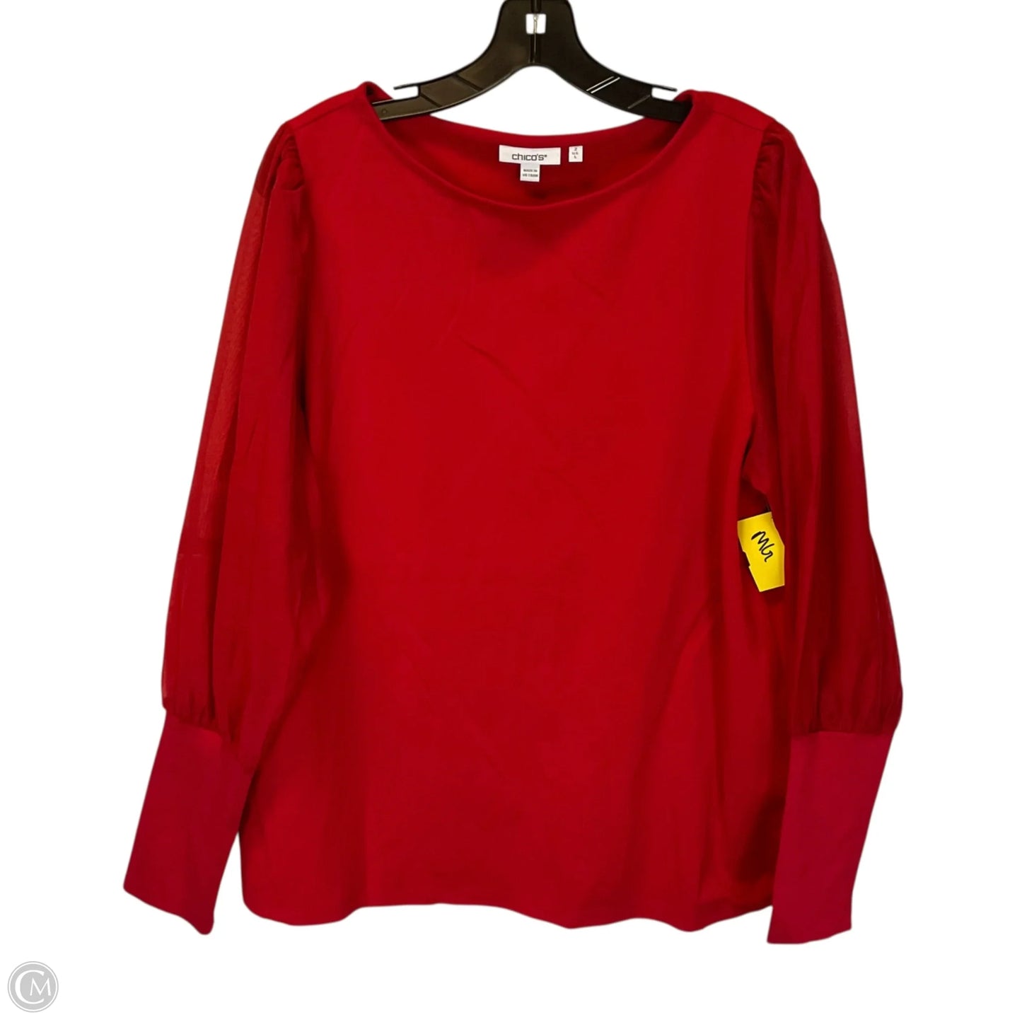 Top Long Sleeve By Chicos In Red, Size: L