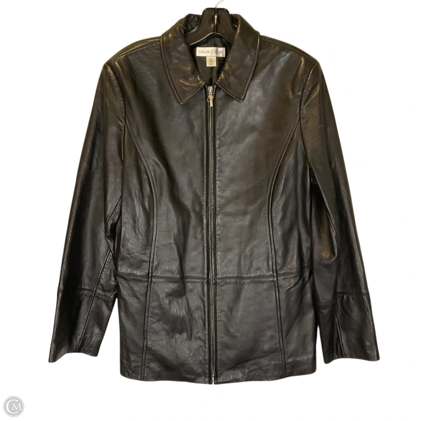 Jacket Leather By Casual Corner In Black, Size: L