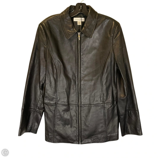 Jacket Leather By Casual Corner In Black, Size: L