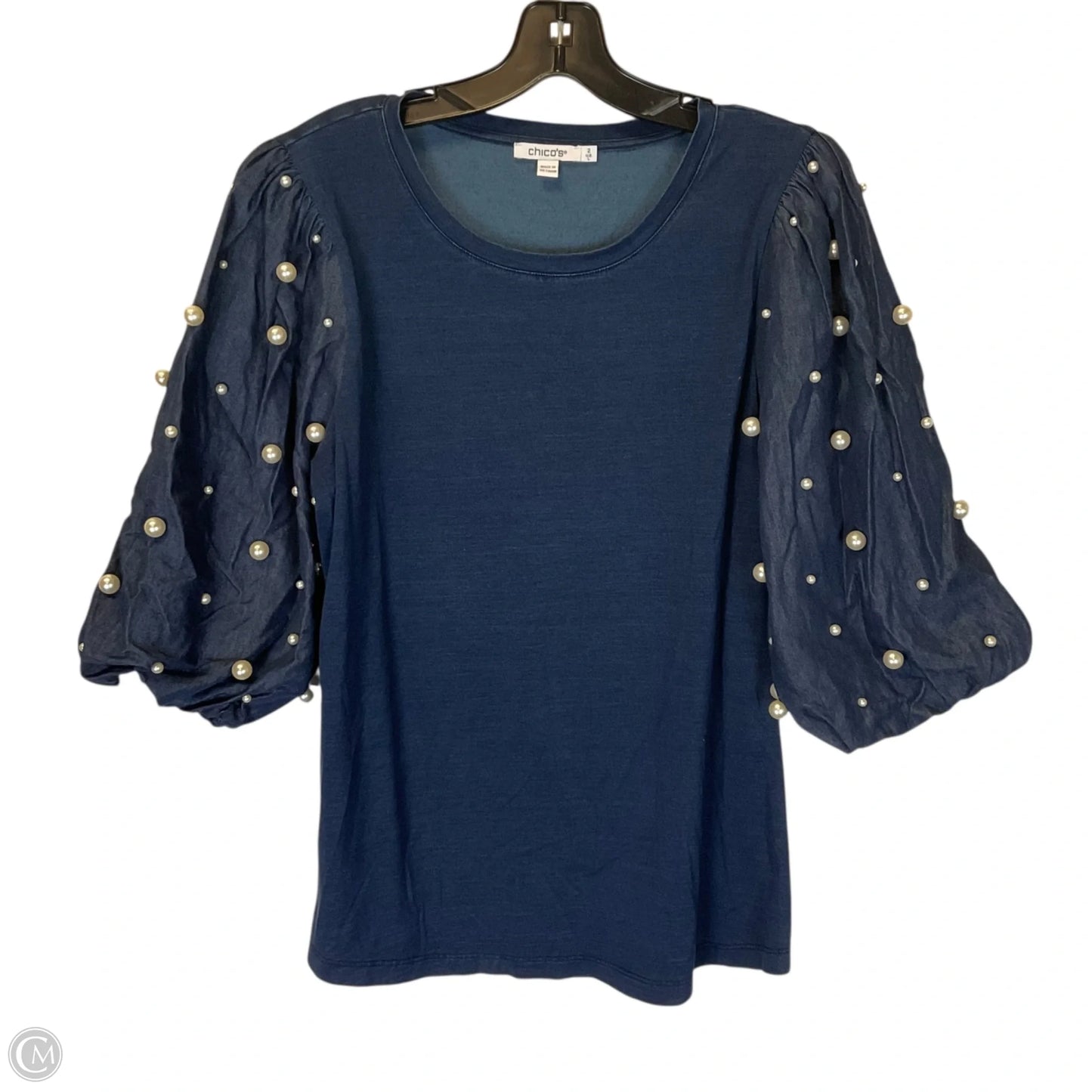 Top 3/4 Sleeve Basic By Chicos In Navy, Size: L