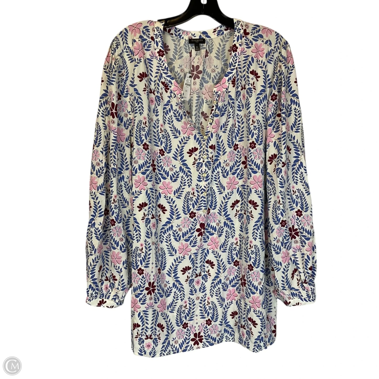 Top Long Sleeve By Talbots In Blue & Pink, Size: 3x