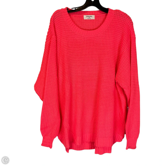 Sweater By Zenana In Pink, Size: 2x