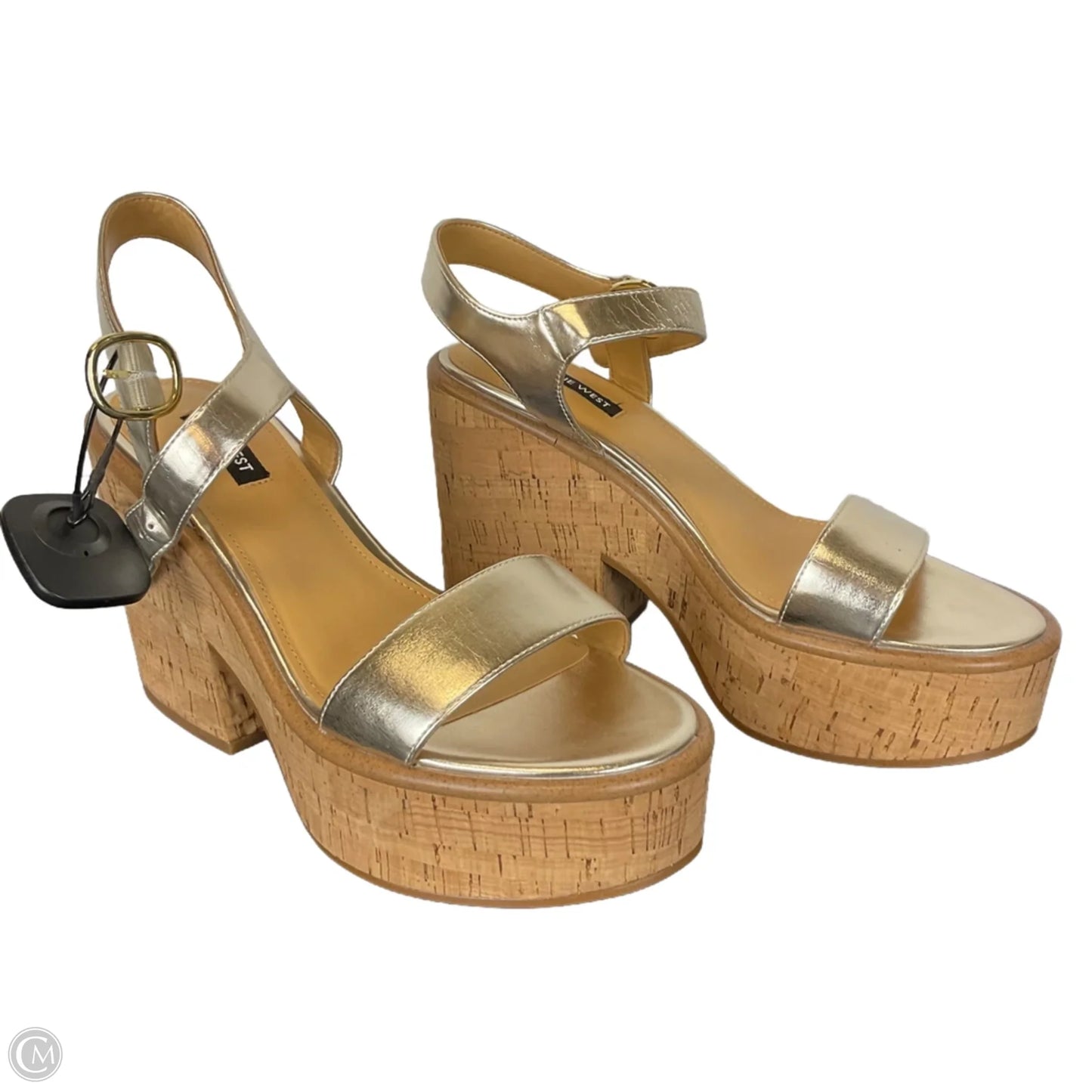 Sandals Heels Block By Nine West In Gold, Size: 9