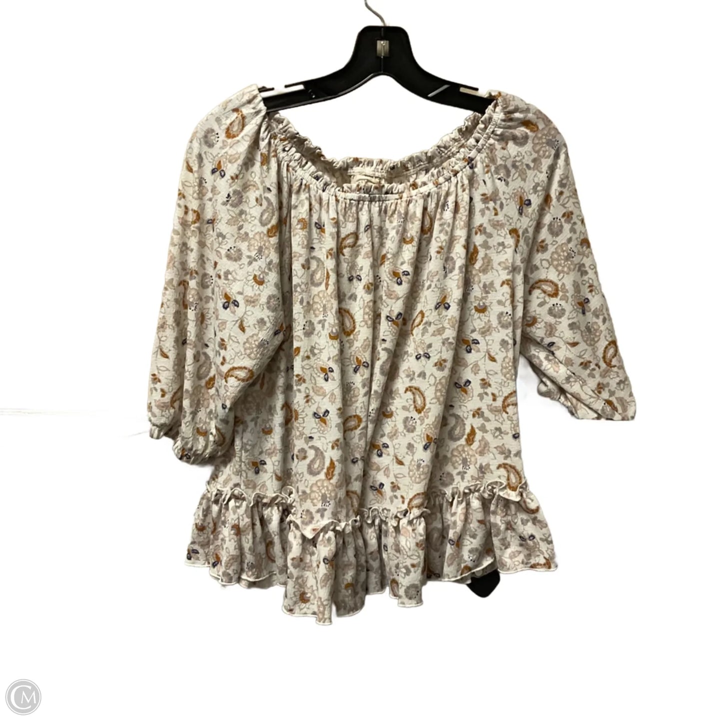 Top 3/4 Sleeve By Melloday In Floral Print, Size: L