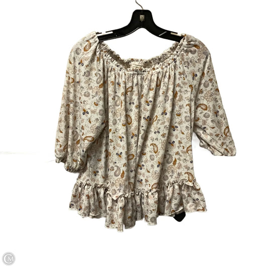 Top 3/4 Sleeve By Melloday In Floral Print, Size: L