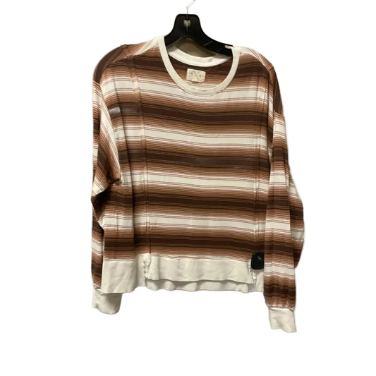 Top Long Sleeve By Thread And Supply In Brown & White, Size: M