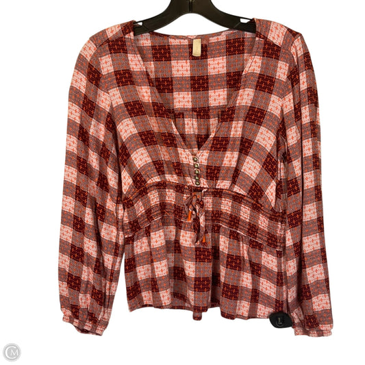 Top Long Sleeve By Pilcro In Orange & Red, Size: S