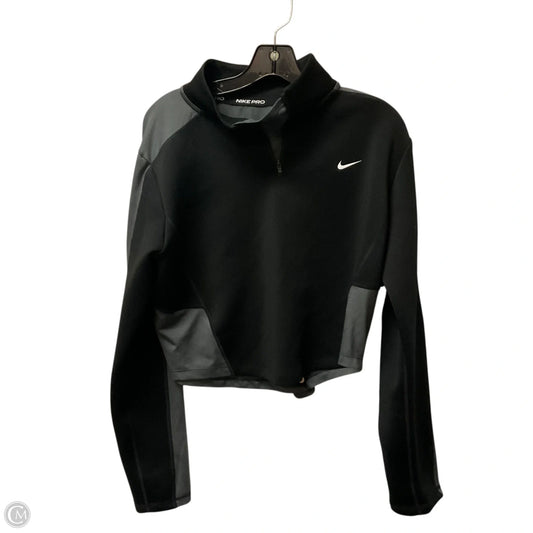 Athletic Top Long Sleeve Collar By Nike Apparel In Black & Grey, Size: L
