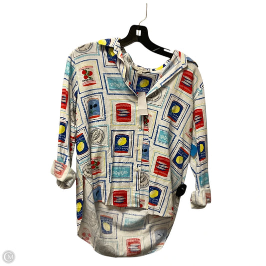 Top Long Sleeve By Loft In Blue & White, Size: Xs