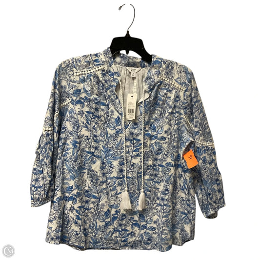 Top 3/4 Sleeve By Crown And Ivy In Blue & White, Size: S