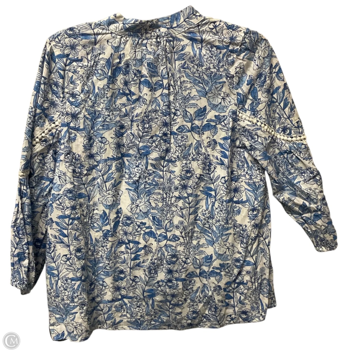 Top 3/4 Sleeve By Crown And Ivy In Blue & White, Size: S