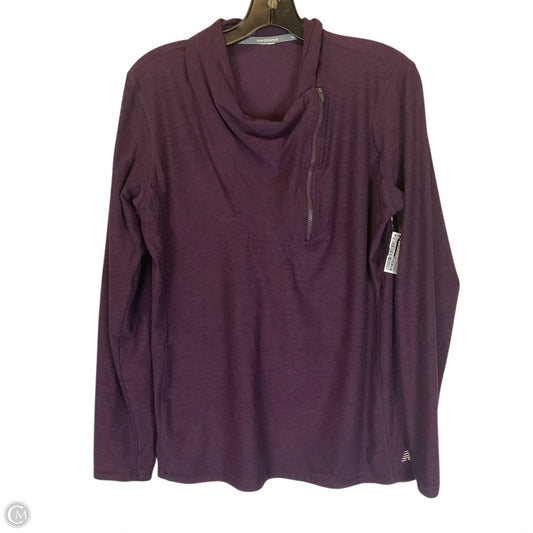 Athletic Top Long Sleeve Collar By New Balance In Purple, Size: L
