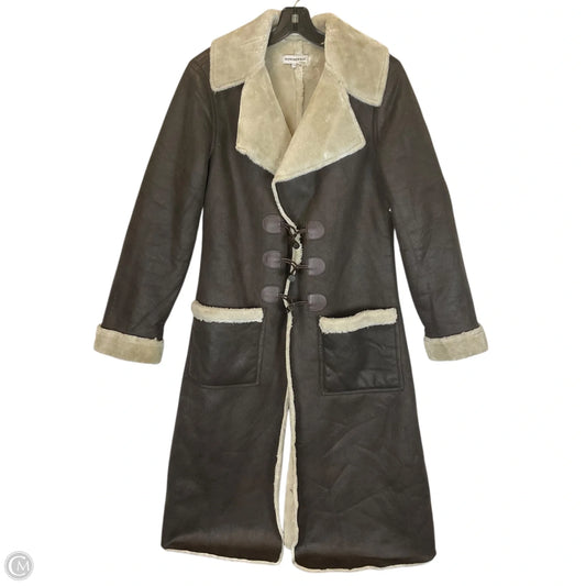 Coat Trench Coat By Cmb In Brown, Size: L