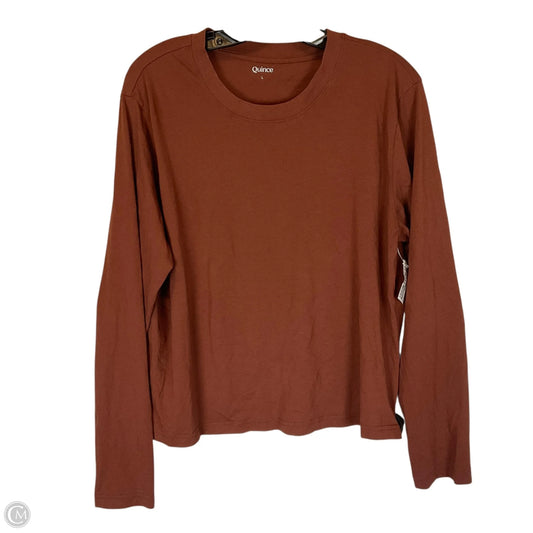 Top Long Sleeve Basic By Quince In Brown, Size: L