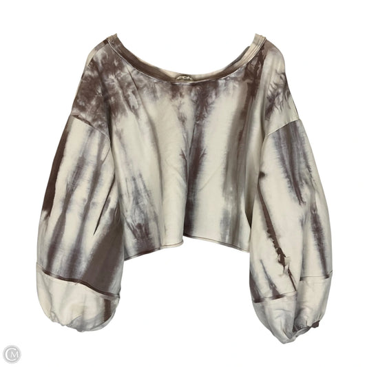 Sweatshirt Crewneck By Pol In Brown & Cream, Size: S