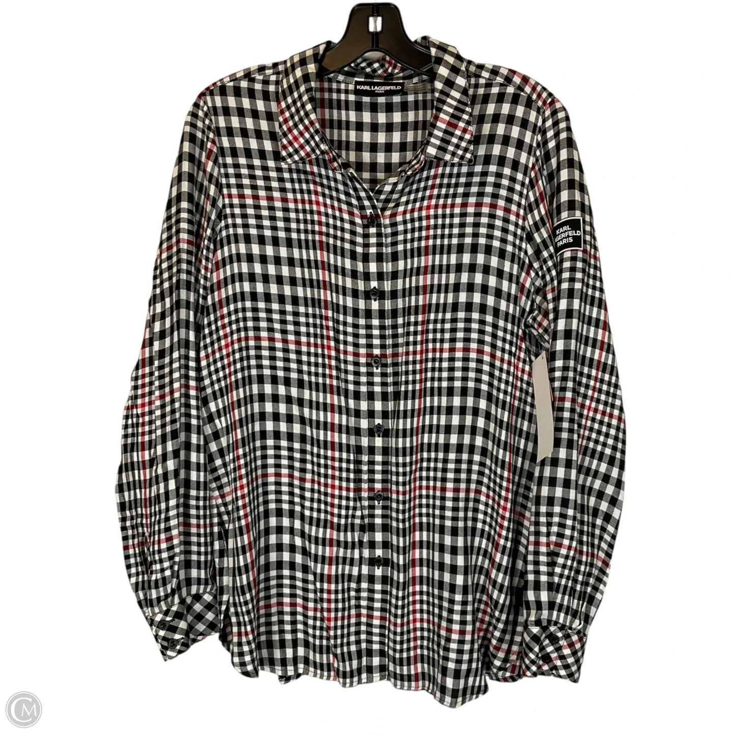 Top Long Sleeve Designer By Karl Lagerfeld In Black & White, Size: S