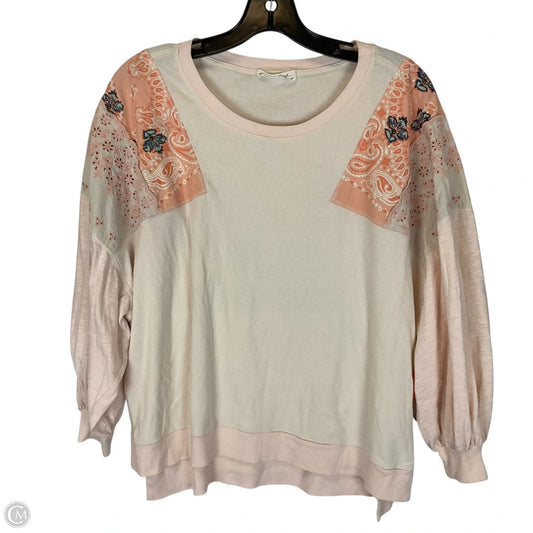 Top 3/4 Sleeve By We The Free In Cream & Orange, Size: Xs