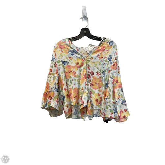 Top Short Sleeve By Lc Lauren Conrad In Floral Print, Size: L