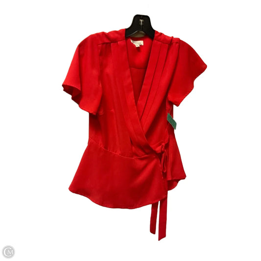 Top Short Sleeve By Monteau In Red, Size: L