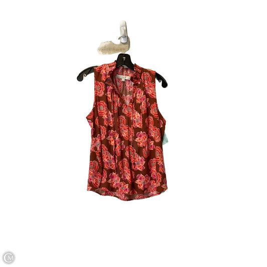 Top Sleeveless By Loft In Floral Print, Size: L