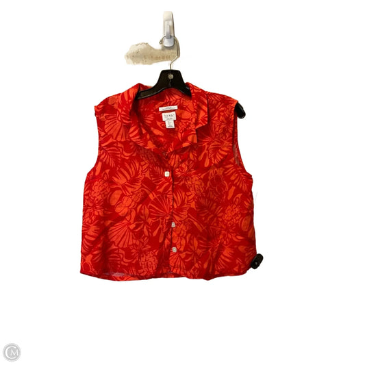 Top Short Sleeve By Nicole By Nicole Miller In Orange & Red, Size: L