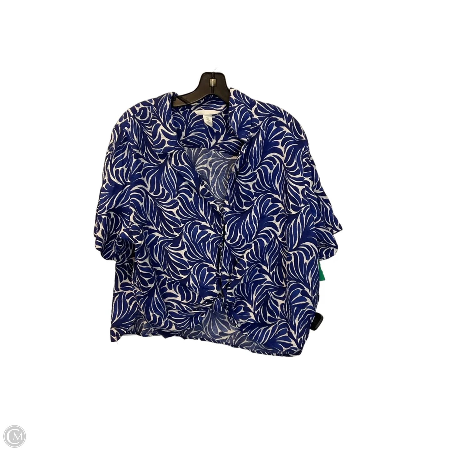 Top Short Sleeve By H&m In Blue & White, Size: Xl
