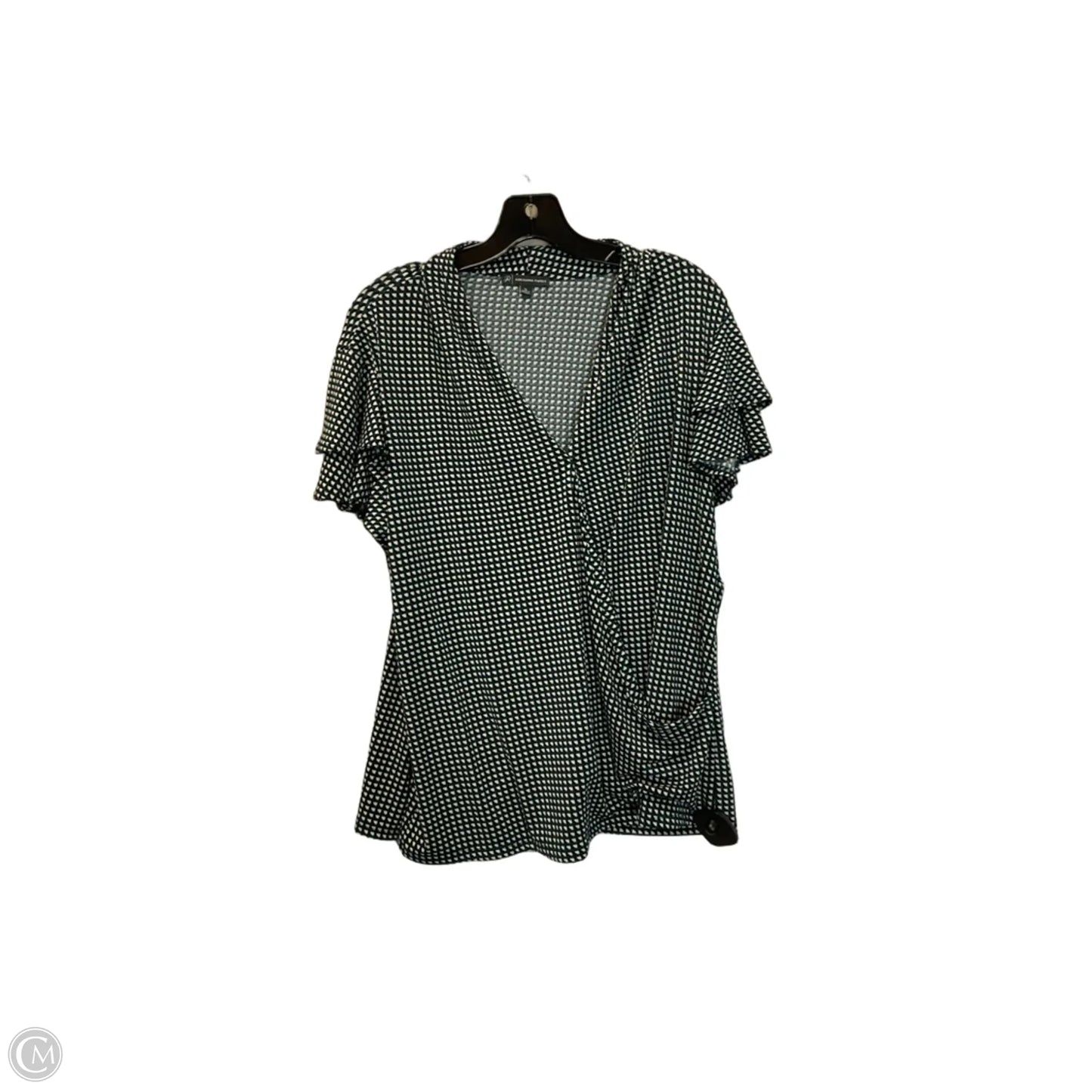 Top Short Sleeve By Adrianna Papell In Black & Blue, Size: Xl