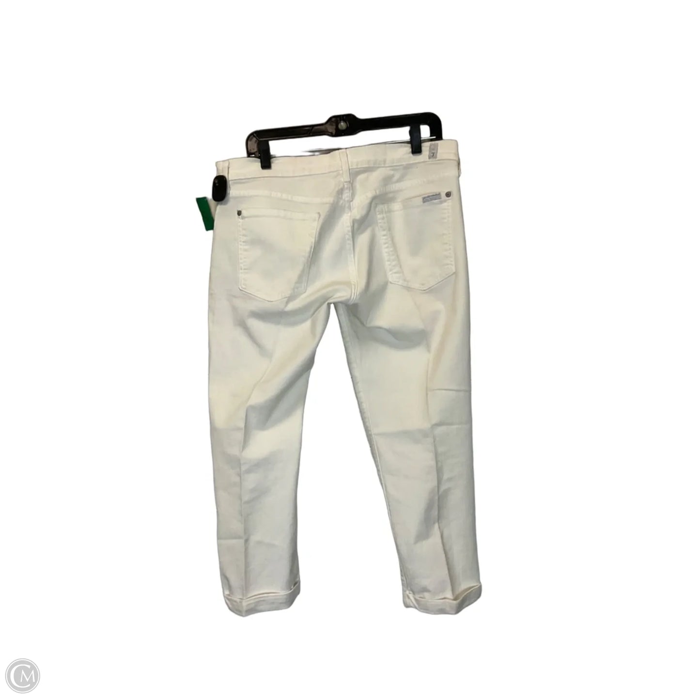 Jeans Cropped By 7 For All Mankind In Cream Denim, Size: 12