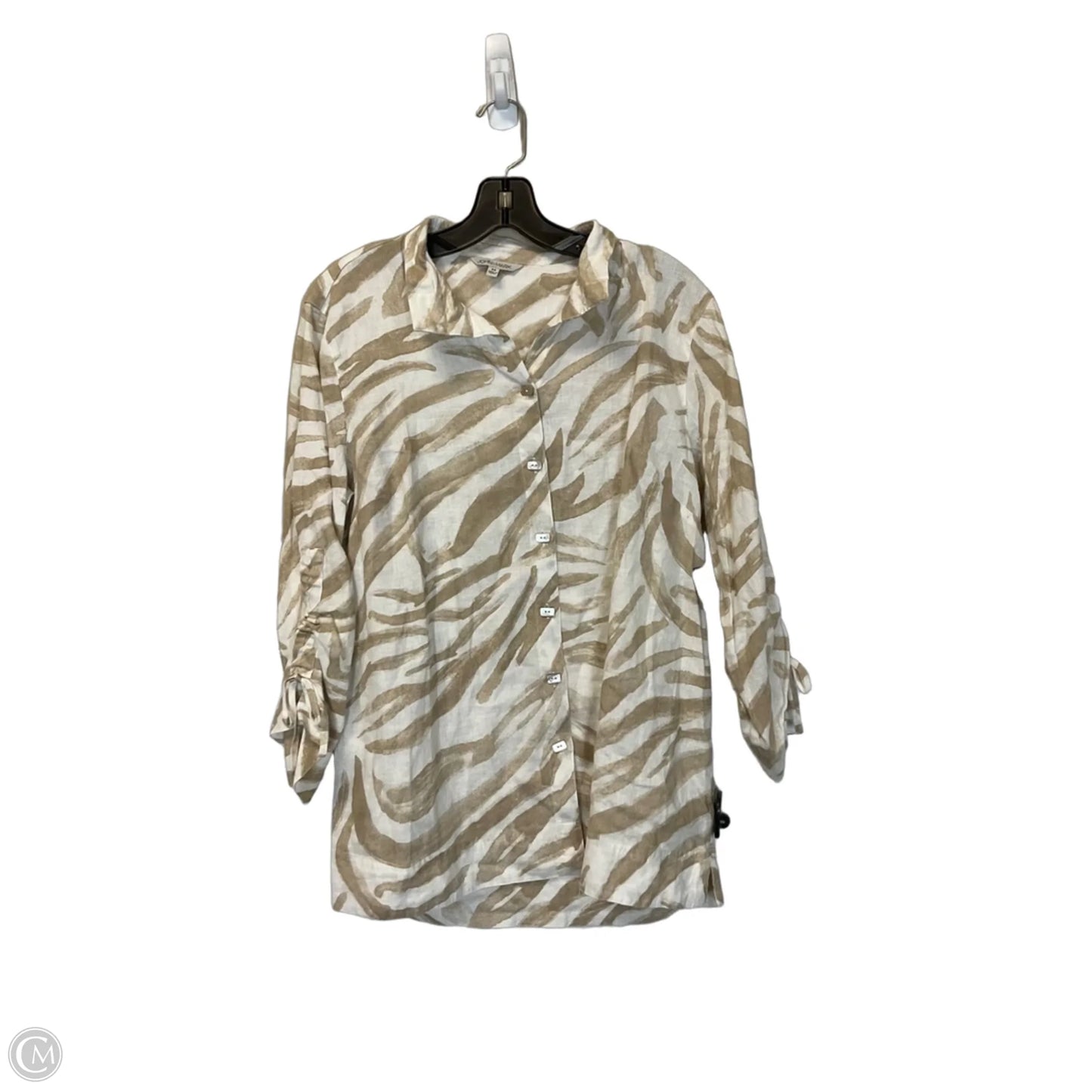 Top 3/4 Sleeve By John Mark In Tan & White, Size: M