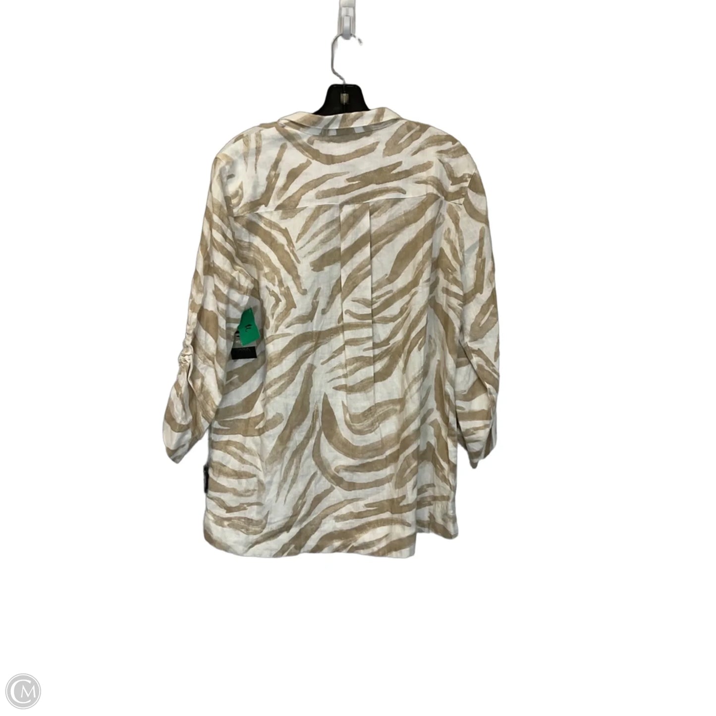 Top 3/4 Sleeve By John Mark In Tan & White, Size: M