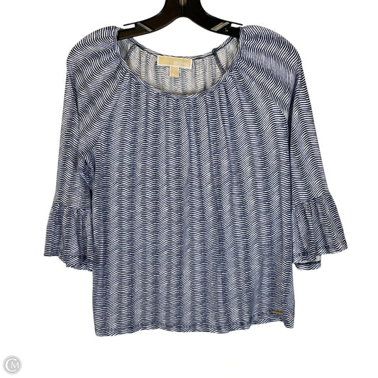 Top 3/4 Sleeve By Michael By Michael Kors In Blue & White, Size: S