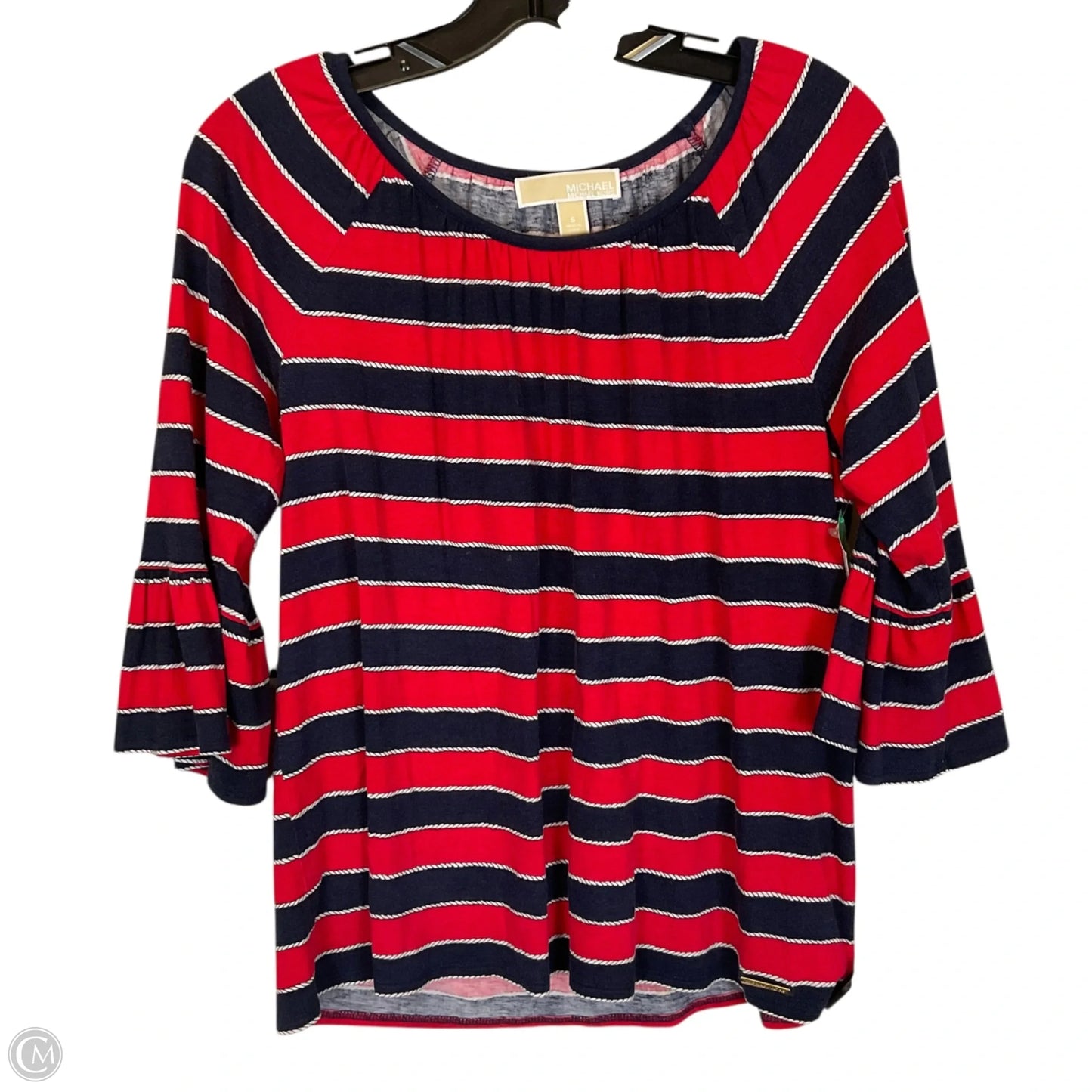 Top 3/4 Sleeve By Michael By Michael Kors In Blue & Red, Size: S