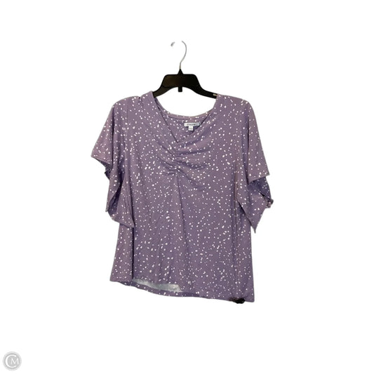 Top Short Sleeve By Chicos In Purple & White, Size: L