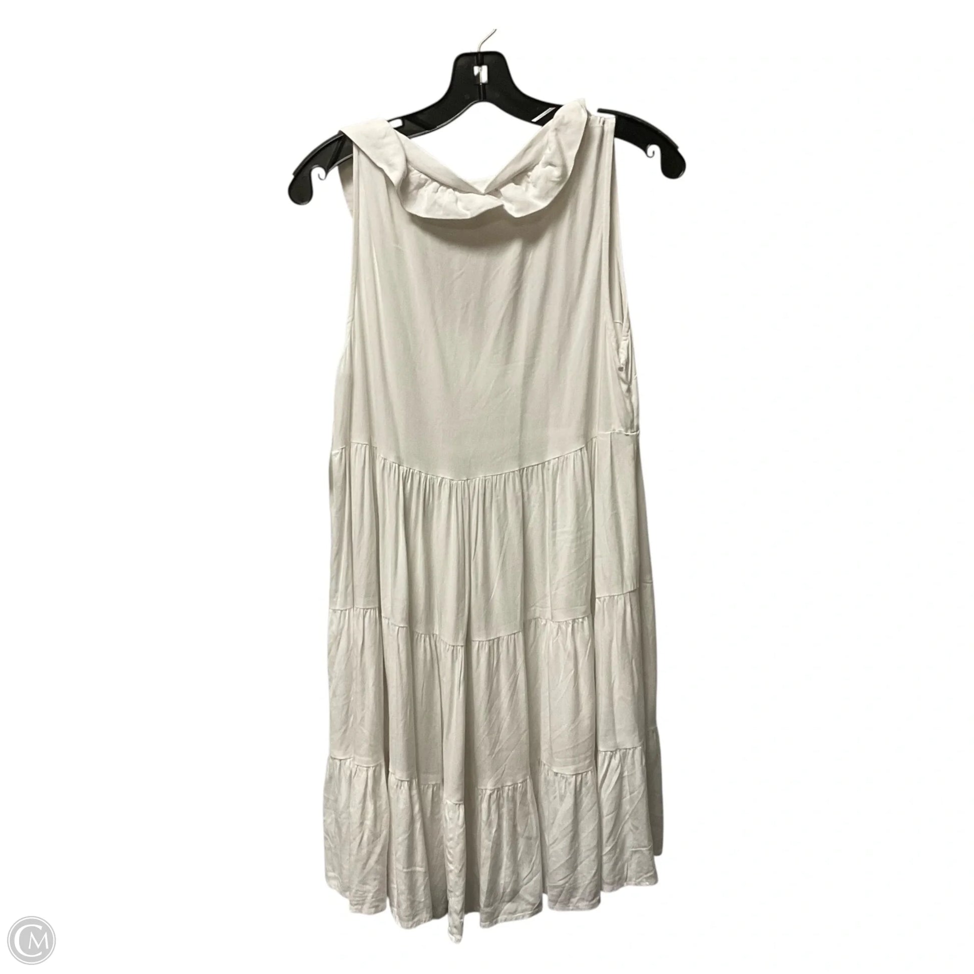 crown and ivy midi dress Crown & Ivy Green White Paisley Clip Dot Tiered Midi Dress Womens Small Pockets